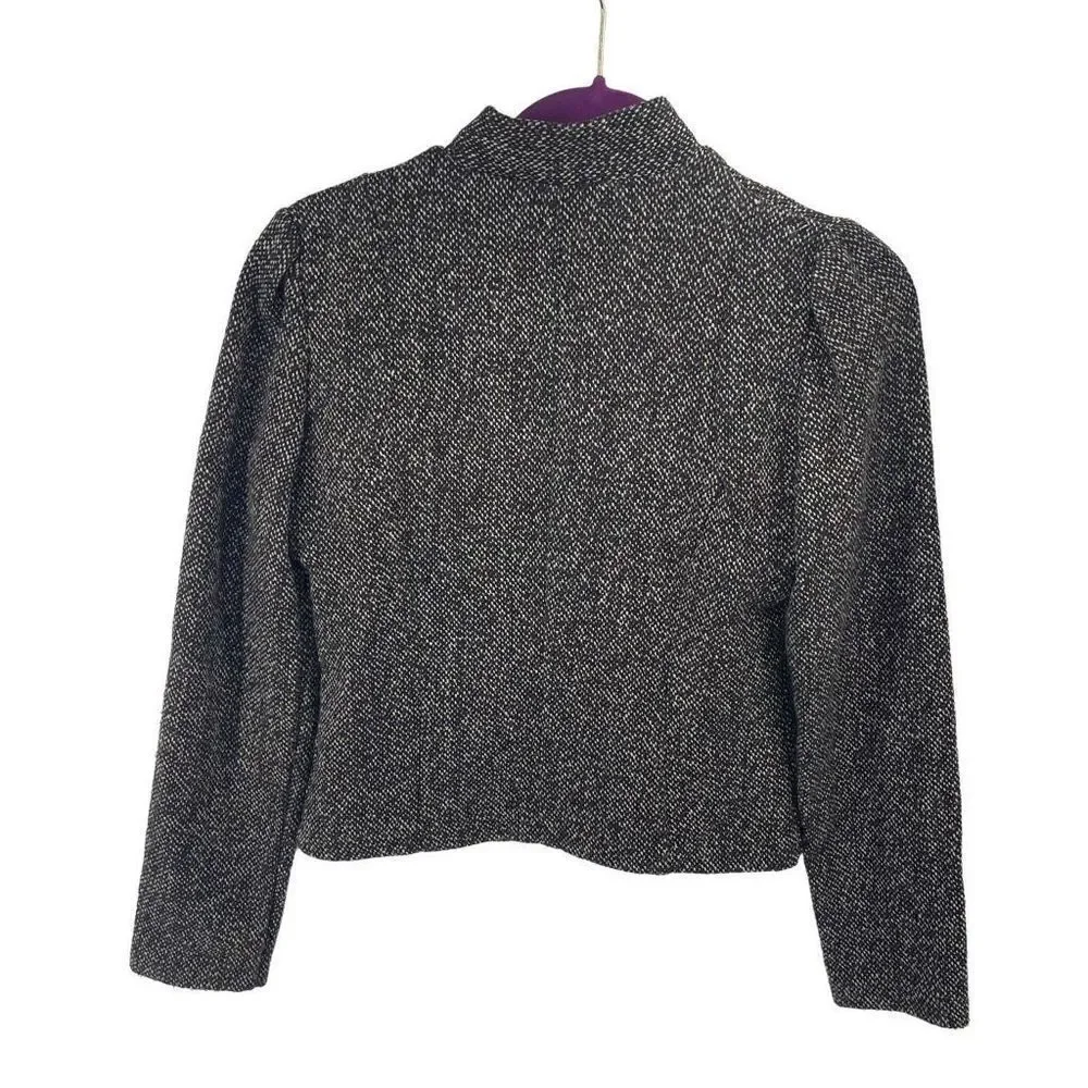 Lux Women's High Neck Collar Tweed Office Jacket Blazer Multicolor Size Small
